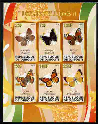 Djibouti 2010 Butterflies #02 imperf sheetlet containing 6 values unmounted mint