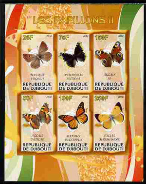 Djibouti 2010 Butterflies #02 imperf sheetlet containing 6 values unmounted mint