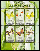 Djibouti 2010 Butterflies #03 perf sheetlet containing 6 values unmounted mint