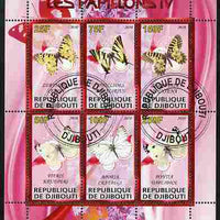 Djibouti 2010 Butterflies #04 perf sheetlet containing 6 values fine cto used