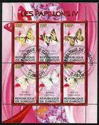 Djibouti 2010 Butterflies #04 perf sheetlet containing 6 values fine cto used