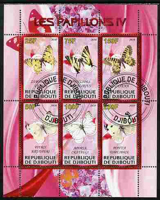 Djibouti 2010 Butterflies #04 perf sheetlet containing 6 values fine cto used