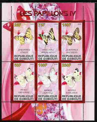 Djibouti 2010 Butterflies #04 perf sheetlet containing 6 values unmounted mint