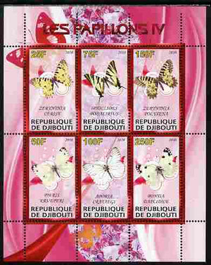 Djibouti 2010 Butterflies #04 perf sheetlet containing 6 values unmounted mint