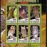 Djibouti 2010 African Owls #01 perf sheetlet containing 6 values unmounted mint