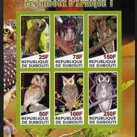 Djibouti 2010 African Owls #01 imperf sheetlet containing 6 values unmounted mint
