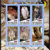Djibouti 2010 African Owls #02 imperf sheetlet containing 6 values unmounted mint
