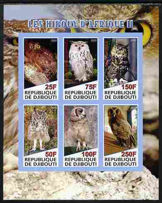 Djibouti 2010 African Owls #02 imperf sheetlet containing 6 values unmounted mint