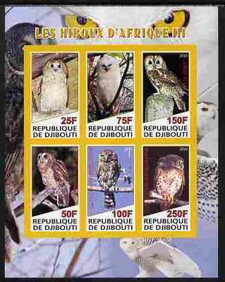 Djibouti 2010 African Owls #03 imperf sheetlet containing 6 values unmounted mint