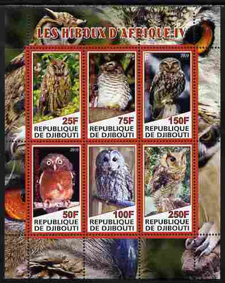 Djibouti 2010 African Owls #04 perf sheetlet containing 6 values unmounted mint