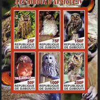 Djibouti 2010 African Owls #04 imperf sheetlet containing 6 values unmounted mint