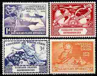 Falkland Islands Dependencies 1949 KG6 75th Anniversary of Universal Postal Union set of 4 unmounted mint, SG G21-4