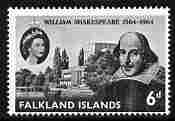 Falkland Islands 1964 400th Birth Anniversary of Shakespeare 6d unmounted mint SG 214