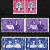 South Africa 1947 KG6 Royal Visit set of 6 (3 bi-lingual horiz pairs) unmounted mint SG 111-13