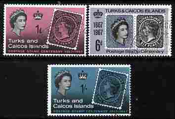 Turks & Caicos Islands 1967 Stamp Centenary perf set of 3 cto used, SG 288-90