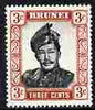 Brunei 1964-72 Sultan 3c black & lake-brown ordinary paper unmounted mint SG120