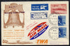 Israel 1957 TWA First flight reg cover to USA (Philadelphia) bearing Air stamps with various backstamps (illustrated with Bell) Super - G Constellation Flight TW 823