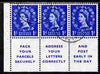 Great Britain 1955-58 Wilding 1d ultramarine Edward Crown booklet pane of 6 (3 stamps plus Pack Your Parcels Securely) with inverted watermark fine used with good perfs SG spec SB29a