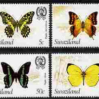 Swaziland 1982 Butterflies the set of 4 each with wmk to right of CA (as seen from the back) unmounted mint SG 393-6 plus photocopy of memo from Gibbons referring to the 50c value as being previously unrecorded