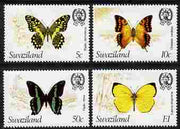 Swaziland 1982 Butterflies the set of 4 each with wmk to right of CA (as seen from the back) unmounted mint SG 393-6 plus photocopy of memo from Gibbons referring to the 50c value as being previously unrecorded