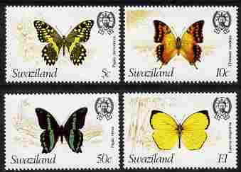 Swaziland 1982 Butterflies the set of 4 each with wmk to right of CA (as seen from the back) unmounted mint SG 393-6 plus photocopy of memo from Gibbons referring to the 50c value as being previously unrecorded