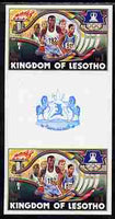 Lesotho 1984 Los Angeles Olympic Games 1m (Running) imperf proof gutter pair from the uncut proof sheet unmounted mint as SG 594