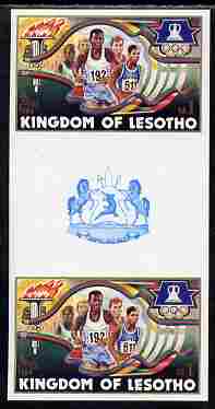 Lesotho 1984 Los Angeles Olympic Games 1m (Running) imperf proof gutter pair from the uncut proof sheet unmounted mint as SG 594