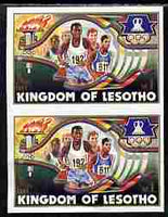 Lesotho 1984 Los Angeles Olympic Games 1m (Running) imperf proof pair from the uncut proof sheet unmounted mint as SG 594 slight wrinkles