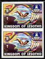 Lesotho 1984 Los Angeles Olympic Games 50s (Swimming) imperf proof pair from the uncut proof sheet unmounted mint as SG 592