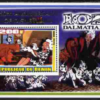 Benin 2005 Disney's 102 Dalmations #3 perf m/sheet overprinted 50th Anniversary of Disneyland in gold unmounted mint. Note this item is privately produced and is offered purely on its thematic appeal