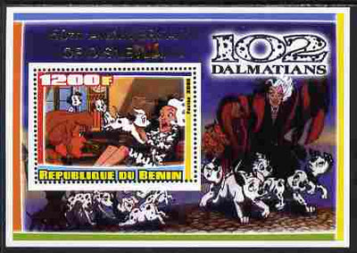 Benin 2005 Disney's 102 Dalmations #3 perf m/sheet overprinted 50th Anniversary of Disneyland in gold unmounted mint. Note this item is privately produced and is offered purely on its thematic appeal
