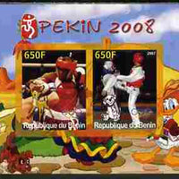 Benin 2007 Beijing Olympic Games #24 - Boxing & Taekwondo imperf s/sheet containing 2 values (Disney characters in background) unmounted mint. Note this item is privately produced and is offered purely on its thematic appeal