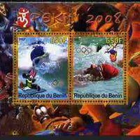 Benin 2007 Beijing Olympic Games #25 - Swimming perf s/sheet containing 2 values (Disney characters in background) unmounted mint. Note this item is privately produced and is offered purely on its thematic appeal