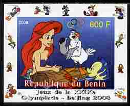 Benin 2008 Beijing Olympics - Disney Characters - The Little Memaid - individual imperf deluxe sheet unmounted mint. Note this item is privately produced and is offered purely on its thematic appeal
