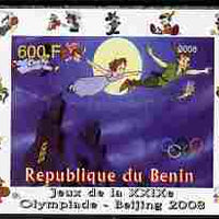 Benin 2008 Beijing Olympics - Disney Characters - Scenes from Peter Pan #1 - individual imperf deluxe sheet unmounted mint. Note this item is privately produced and is offered purely on its thematic appeal