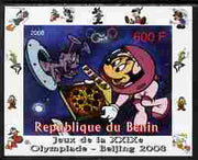 Benin 2008 Beijing Olympics - Disney Characters - Scenes from Mickey in Space #3 - individual imperf deluxe sheet unmounted mint. Note this item is privately produced and is offered purely on its thematic appeal