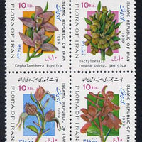 Iran 1989 New Year Festival (Orchids) se-tenant block of 4 unmounted mint, SG 2515a