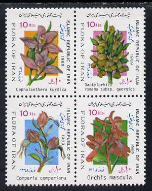 Iran 1989 New Year Festival (Orchids) se-tenant block of 4 unmounted mint, SG 2515a