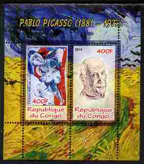Congo 2010 Pablo Picasso perf sheetlet containing 2 values unmounted mint