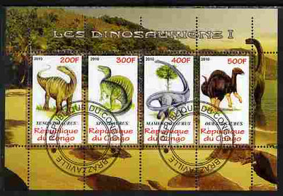 Congo 2010 Dinosaurs #01 perf sheetlet containing 4 values fine cto used