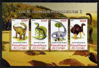 Congo 2010 Dinosaurs #01 imperf sheetlet containing 4 values unmounted mint