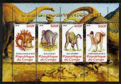 Congo 2010 Dinosaurs #02 perf sheetlet containing 4 values unmounted mint