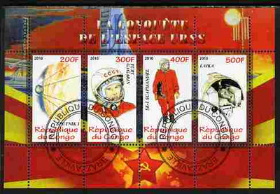 Congo 2010 Russian Space Exploration perf sheetlet containing 4 values fine cto used