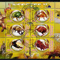 Congo 2010 Insects #04 perf sheetlet containing 6 values fine cto used