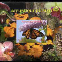 Mali 2010 Butterflies #04 with Orchids & Fungi in background imperf s/sheet unmounted mint. Note this item is privately produced and is offered purely on its thematic appeal,