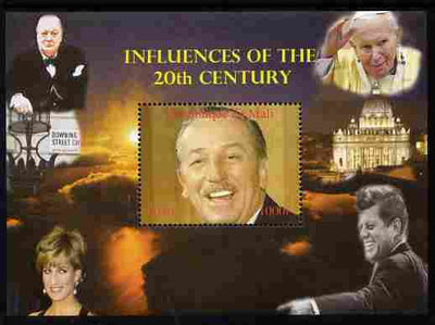 Mali 2010 Influences of the 20th Century #02 (Churchill, Diana, Disney, JFK & The Pope) perf s/sheet unmounted mint. Note this item is privately produced and is offered purely on its thematic appeal,