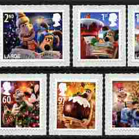 Great Britain 2010 Christmas with Wallace & Gromit self-adhesive perf set of 7 unmounted mint