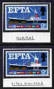 Great Britain 1967 EFTA 9d (ordinary) with lilac omitted mounted mint plus normal (formerly in the Lady Mairi Bury Collection) SG 715b