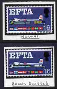 Great Britain 1967 EFTA 1s6d (ordinary) with brown omitted (white trucks) mounted mint plus normal (formerly in the Lady Mairi Bury Collection) SG 716c