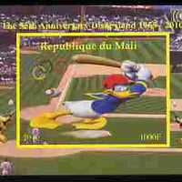Mali 2010 The 55th Anniversary of Disneyland - Baseball #1 individual imperf deluxe sheet unmounted mint. Note this item is privately produced and is offered purely on its thematic appeal